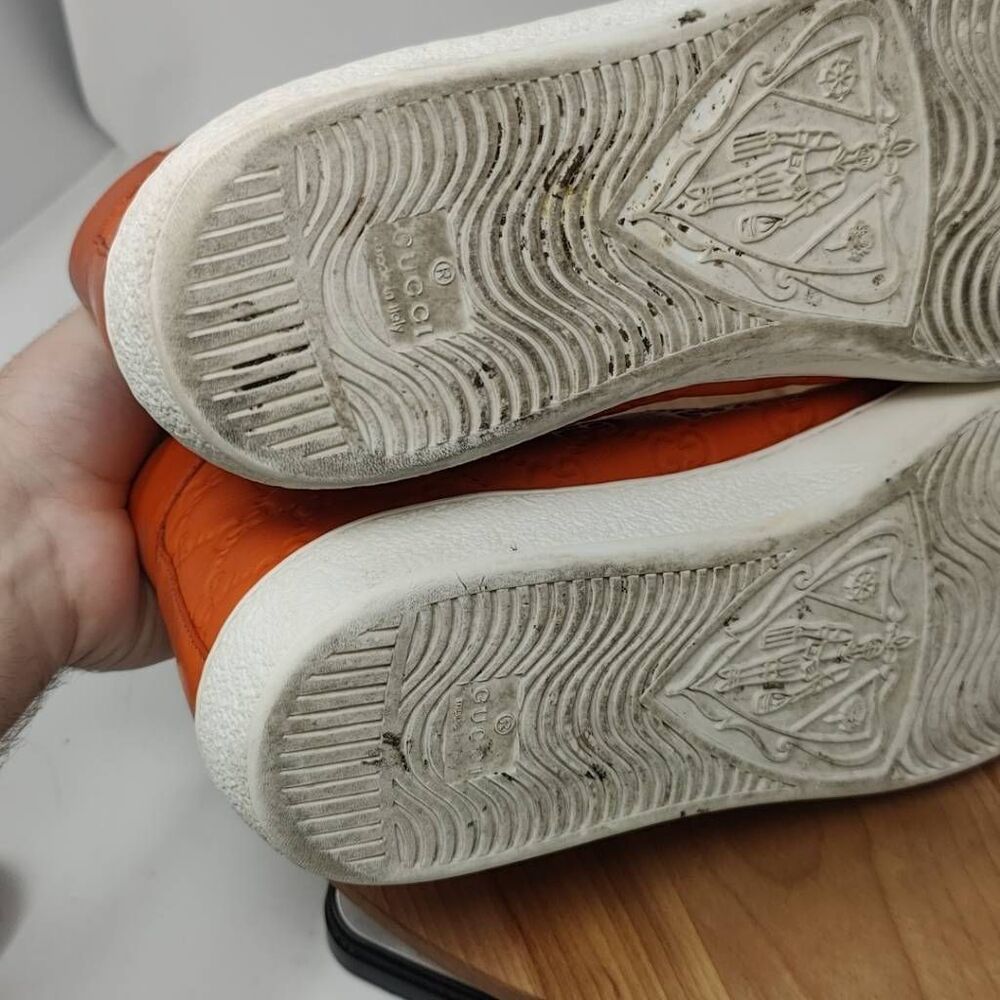 Gucci Orange Embossed High-Top Sneakers - Picture 7 of 12